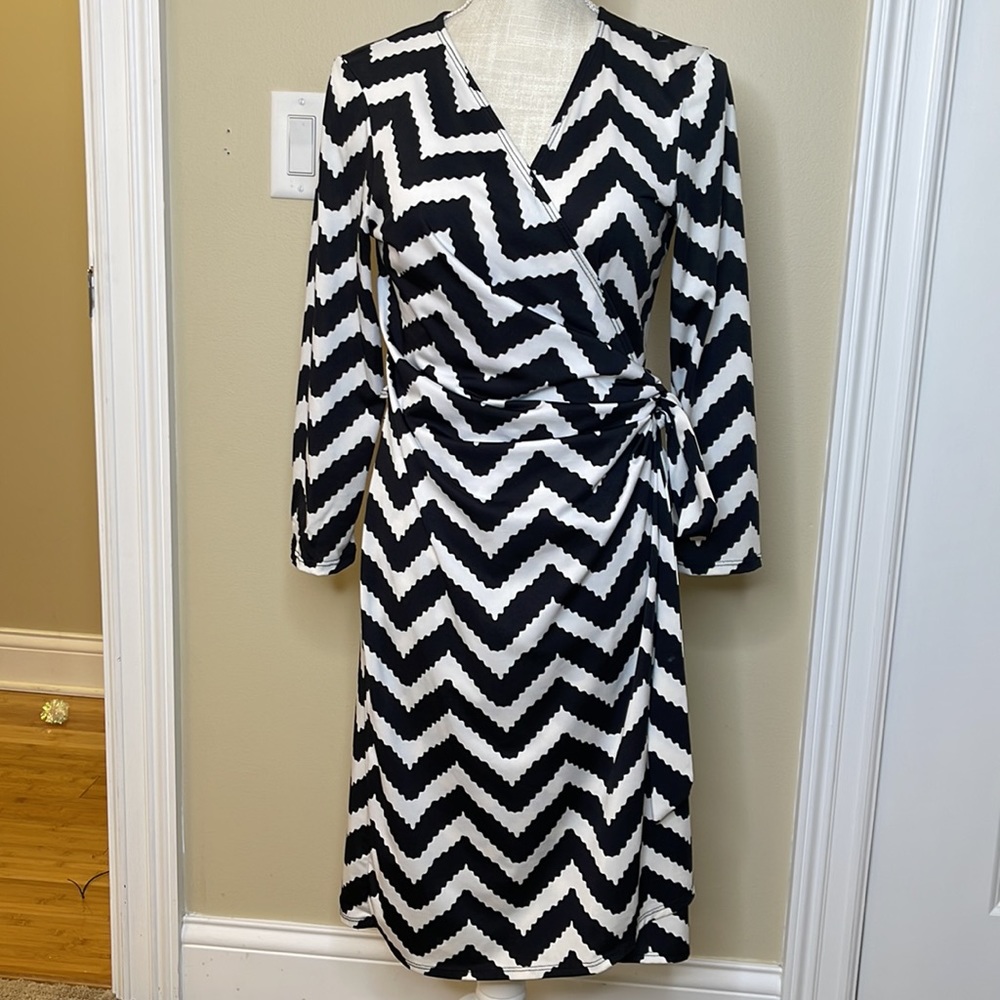 Sunny Leigh chevron wrap dress